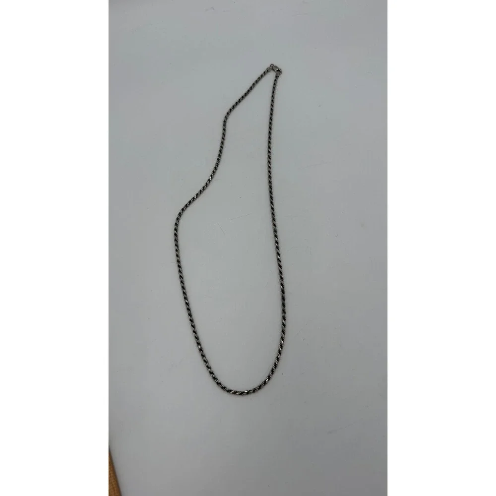 925‎ Italy Sterling Silver Rope Chain Necklace 24